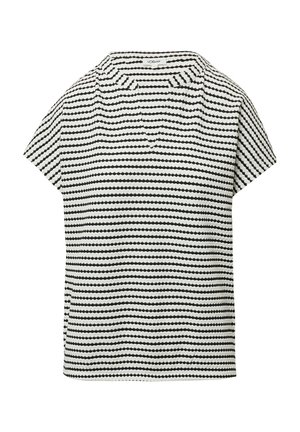 Kurzärmlige Bluse im schwarz-weißen Streifenmuster, mit V-Ausschnitt und lässiger Passform. Hergestellt aus leichtem Stoff mit glatter Textur.