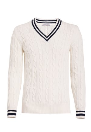 V-NECK BASIC CABLE KNIT  - Trui - off-white