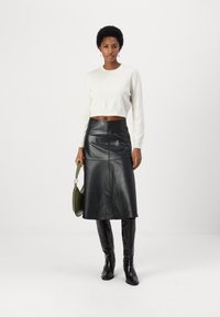 pure cashmere CROP LONG SLEEVE  - Camisola - white