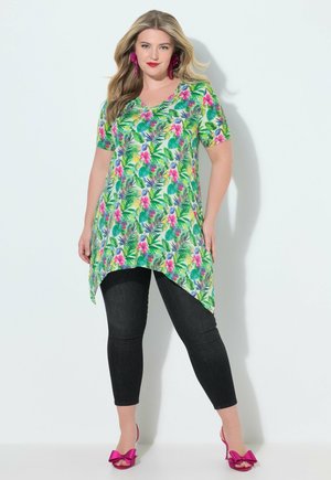 MIAMODA T-SHIRT, EXOTISCHES BLUMENMUSTER, ZIPFELSAUM - T-shirts print - multicolour