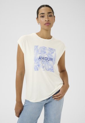 Kaffe SOFIA  - T-shirt print - chalk w vista blue