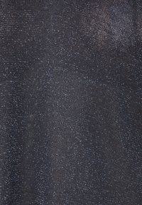 Shiny, dark blue fabric with a textured surface, featuring scattered metallic flecks for added sheen and depth.