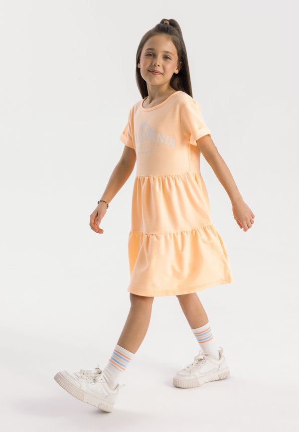 SHORT SLEEVE TIERED - Jerseykleid - orange