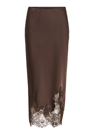 VILA, VISABEL HW MIDI DETAIL - A-snit nederdel - chocolate brown