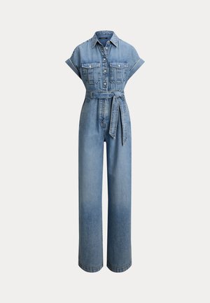 Lauren Ralph Lauren, BELTED DENIM WIDE-LEG JUMPSIUT - Overal - alicia wash