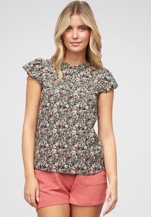 Cloud 5ive MIT KNOPFLEISTE UND BLUMEN - Blouse - black