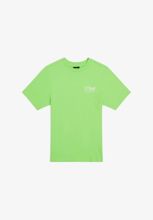 T-shirt vert en coton, doté de manches courtes et d'un col rond. Sur le côté gauche du devant, le logo "O'Neill Santa Cruz" est imprimé en blanc.