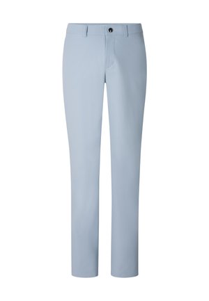 Light blue straight-leg trousers with belt loops and a button closure at the waist, displayed on a white background.