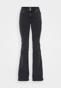 ONLHELLA CUT RETRO - Flared Jeans - washed black