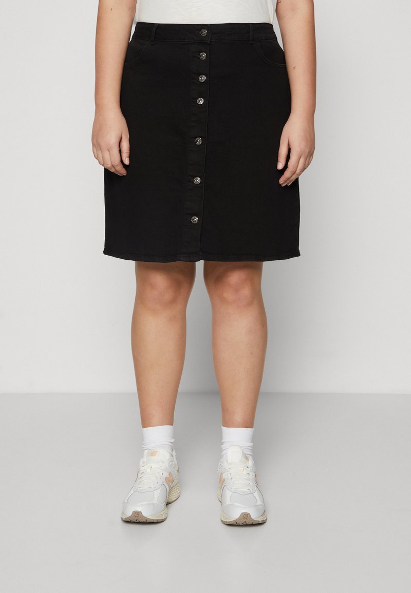 ONLY Carmakoma - CARMANNI SKIRT - A-line skjørt - black denim, Forstørre