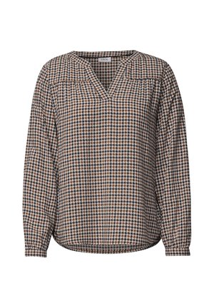 Cecil, LONG-SLEEVED TUNIC WITH SPLIT NECK AND PRINT - Blouse - mocha brown