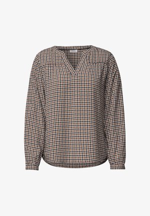 Cecil, LONG-SLEEVED TUNIC WITH SPLIT NECK AND PRINT - Blouse - mocha brown