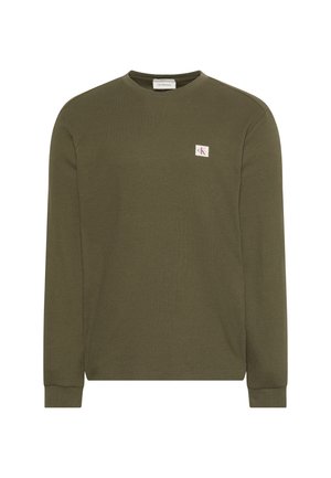 Calvin Klein Jeans, WAFFLE LABEL TEE - Top s dlhým rukávom - olive night