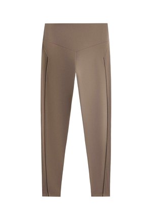 OYSHO, COMFORTLUX HIGH-RISE HEMSTITCH ANKLE-LENGTH LEGGINGS - Leggings - light brown