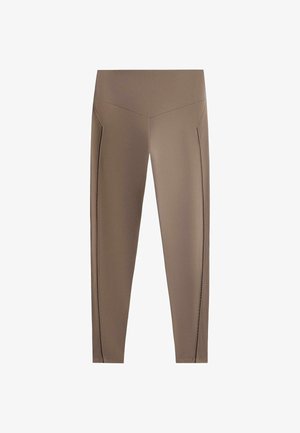 OYSHO, COMFORTLUX HIGH-RISE HEMSTITCH ANKLE-LENGTH LEGGINGS - Leggings - light brown