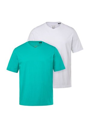 T-SHIRT 2ER PACK V-AUSSCHNIT HALBARM  - T-Shirt basic - helles karibikgrün