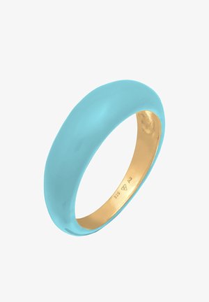 Turkis emalje ring med en glat, rund form og guld indvendig, der har et minimalistisk design uden yderligere udsmykninger.