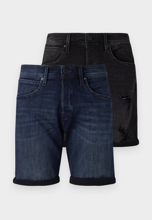 JJIRICK JJFOX 2 PACK - Kratke hlače iz džinsa - black denim/blue denim