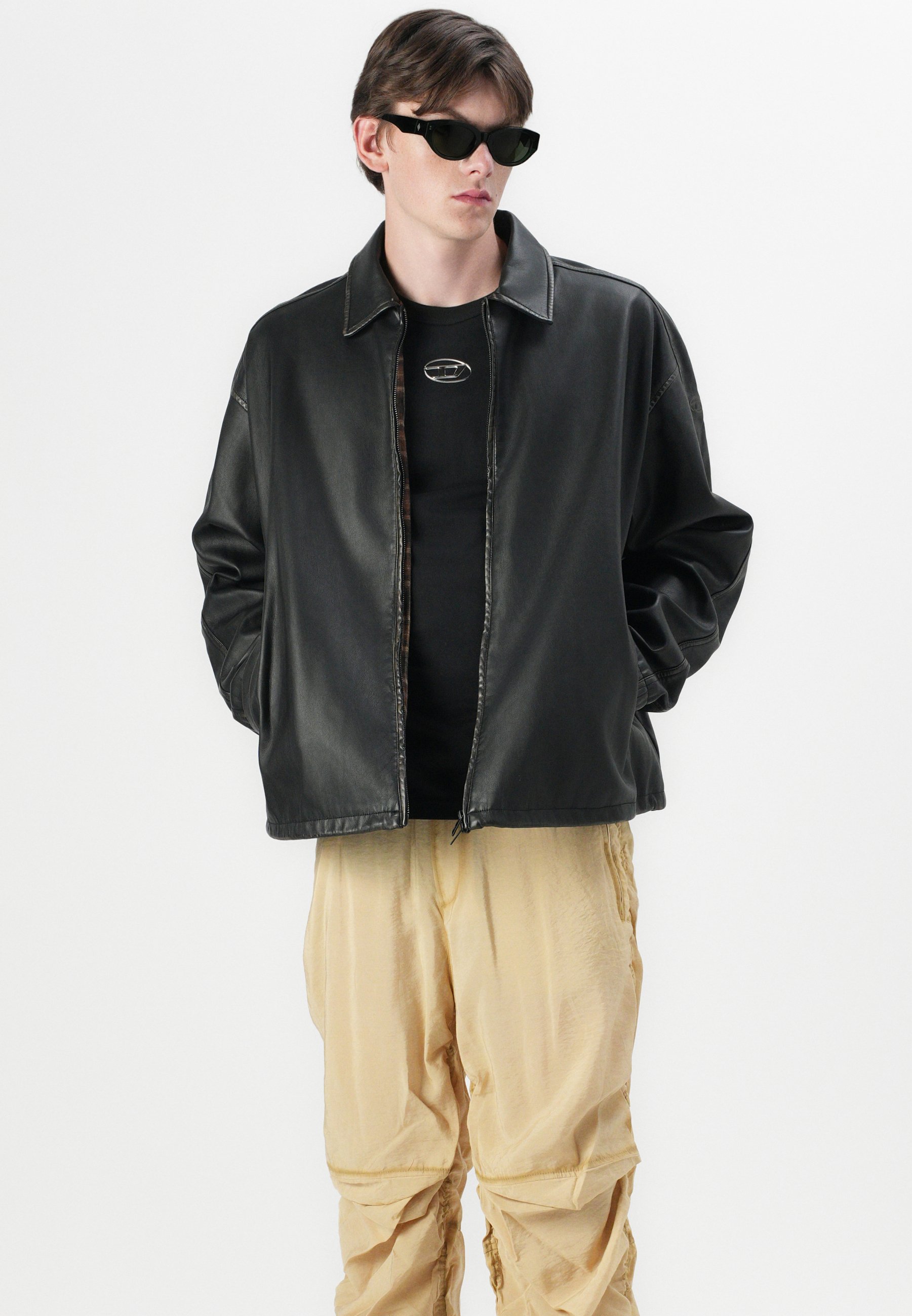 Diesel J AKE UNISEX - Faux leather jacket - black - Zalando.co.uk