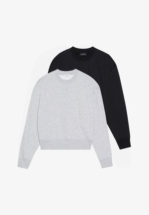 2 PACK - Bluză de molton - black/mottled light grey