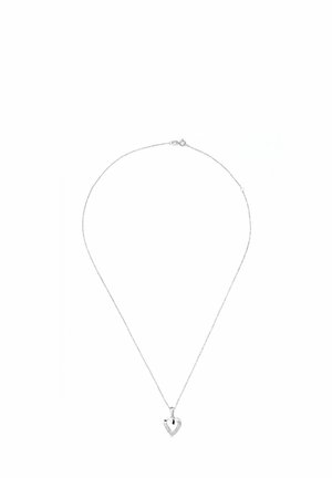 Halskette aus Sterlingsilber mit einem herzförmigen Anhänger im offenen Design, geschmückt mit kleinen glitzernden Details.