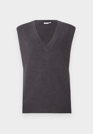 VILA VICHELLE V NECK OVERSIZED - Maglione - dark grey melange