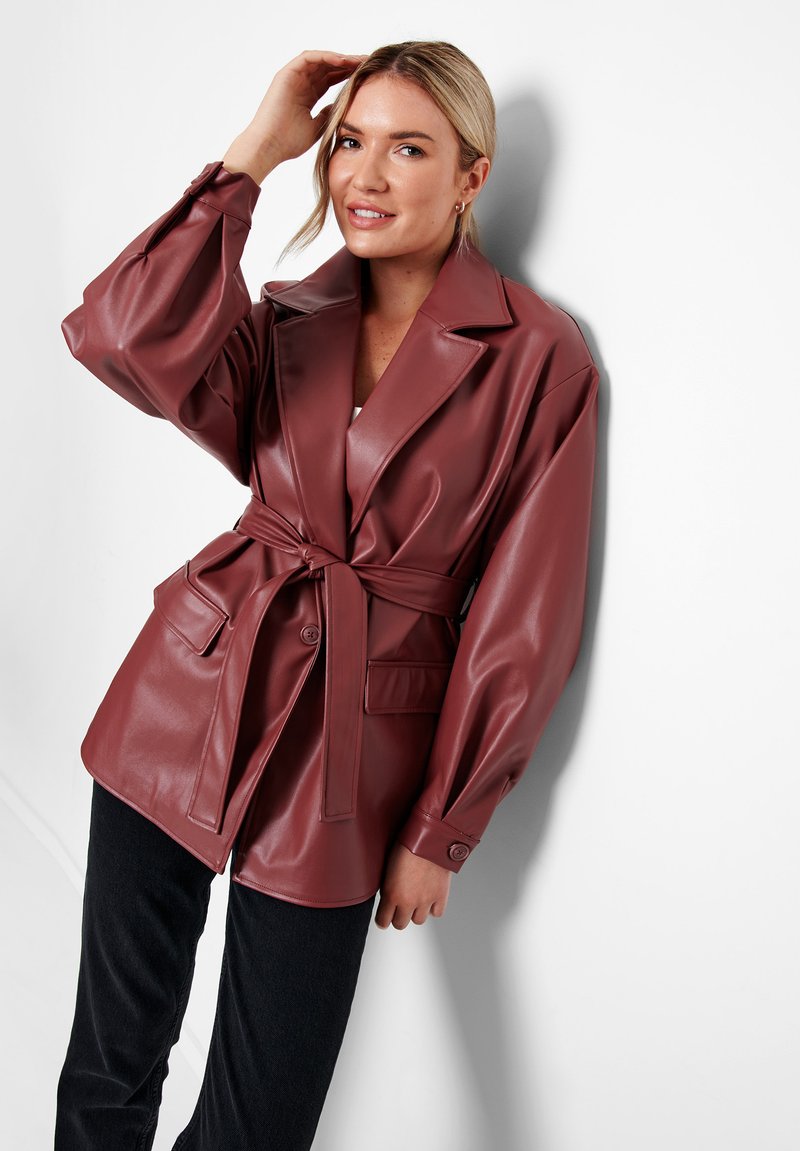 Threadbare Faux leather jacket burgundy/bordeaux Zalando.ie