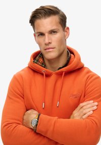Superdry & Co ESSENTIAL LOGO  - Felpa con cappuccio - denim co rust orange