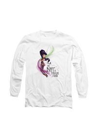 White long-sleeve shirt featuring a character with dark hair and green and pink accents, with the text "I'm Not a Tinker Fairy" below.