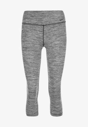 Grijs-zwart gestreepte cropped legging met hoge tailleband en een kleine zwarte Nike-logo op de linkerheup.
