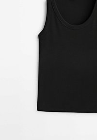 Débardeur noir côtelé sans manches à encolure ronde, présenté à plat sur fond blanc.