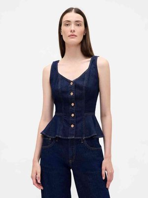 PEPLUM TANK HAYWORTH - Linne - dark rinse