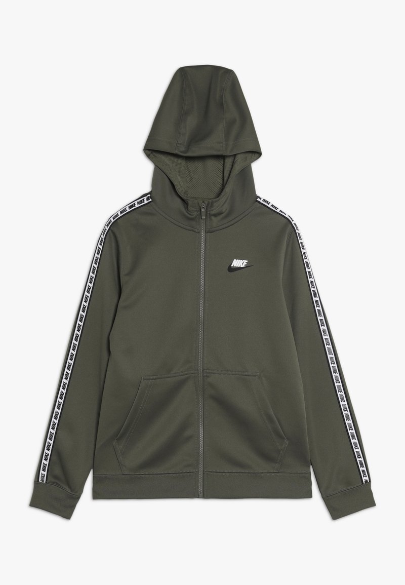 Nike Sportswear HOODIE TAPED - Träningsjacka - medium olive/white