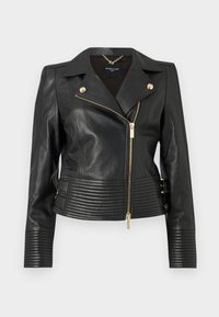 PEGGY JACKET - Kožená bunda - jet black