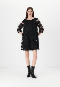 VILA VIFLORA BOATNECK SHORT DRESS - Φόρεμα ημέρας - black beauty