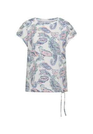 Cecil, KURZARM SHIRT MIT BOAT NECK UND RAFFUNG - T-shirt imprimé - vanilla white