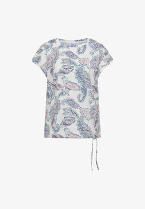 Cecil, KURZARM SHIRT MIT BOAT NECK UND RAFFUNG - T-shirt imprimé - vanilla white