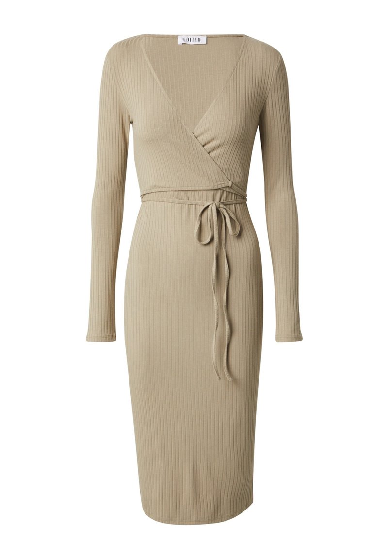 EDITED Gebreide jurk beige