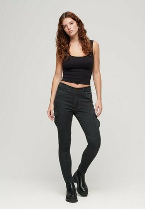 SKINNY FIT - Cargohose - washed black