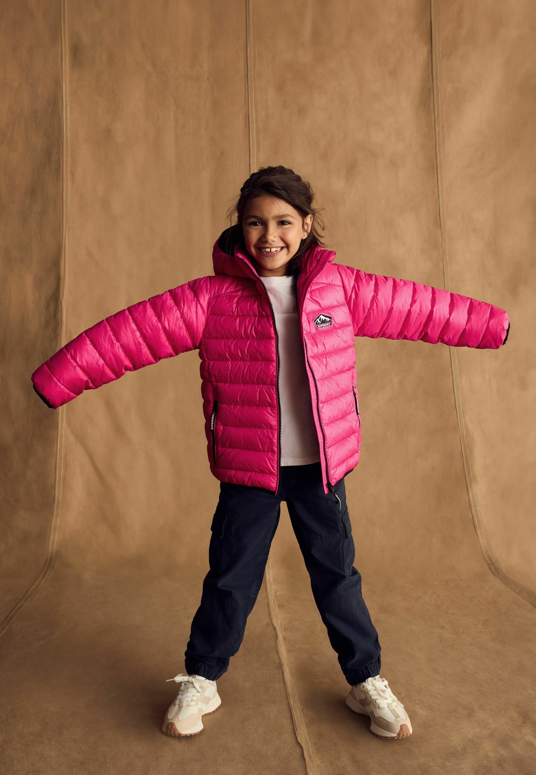 Manteau Coupe-vent Superdry à Capuche - Rose Vif Et Noir - Taille M Femme - Occasion Très Bon état