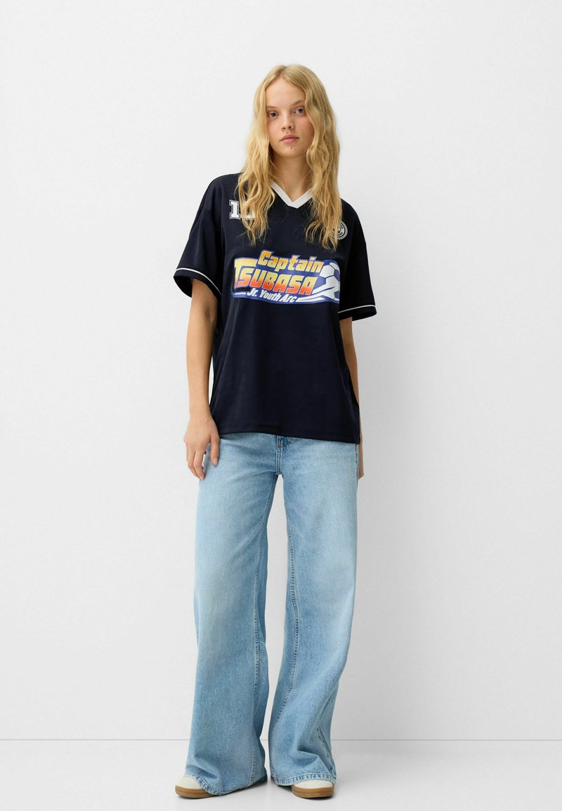 Bershka T-shirt print koningsblauw