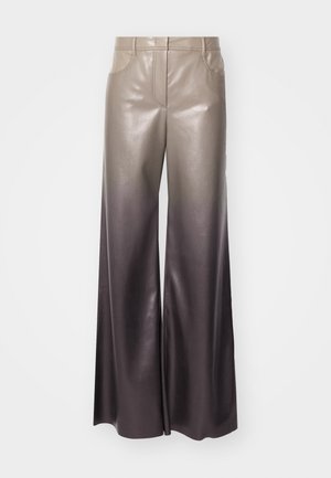 Weite Hosen in einem Farbverlauf von metallic Beige zu Dunkelgrau, mit einer glatten, glänzenden Textur, standardmäßigen Taschen und einem Bund.