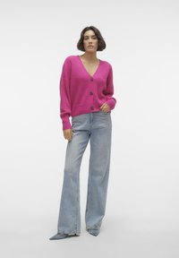 Vero Moda VMLEA V NECK CUFF - Kardigan - pink yarrow