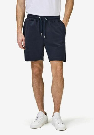 Marineblå shorts lavet af blød stof, med elastisk talje med snor, sidelommer og en afslappet pasform.