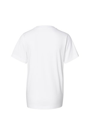 Witte katoenen t-shirt met korte mouwen en een ronde hals. Glad textuur, geen zichtbare patronen of graphics aan de achterkant.