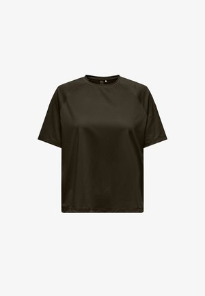 Eenvoudig zwart T-shirt met korte mouwen en ronde hals van gestructureerde stof, getoond op een witte achtergrond zonder zichtbare logo’s of ontwerpen.
