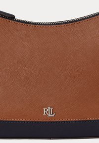 Lauren Ralph Lauren STRIPED LEATHER MEDIUM DANNI BAG - Ručna torba - brown/navy