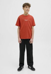 Jack & Jones Junior JORVESTERBRO SS CREW NECK NOOS - Apdrukāts T-krekls - summer fig