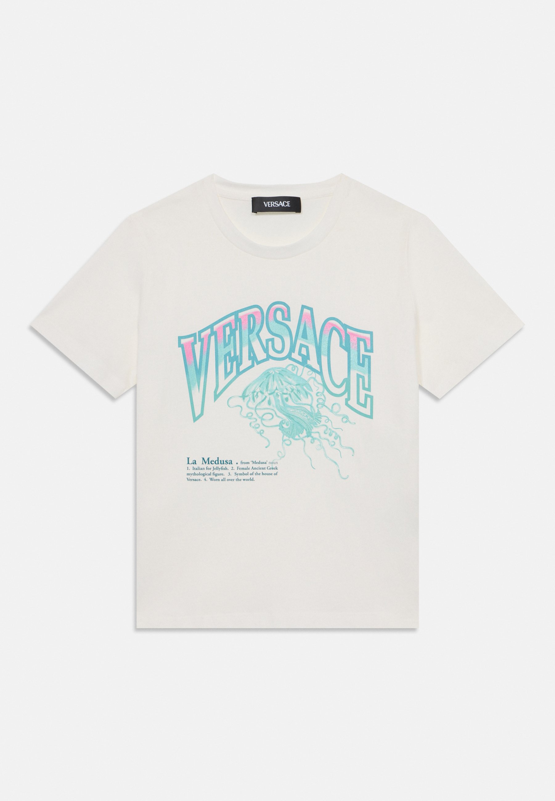 Versace LA MEDUSA VARSITY PRINT UNISEX Print T-shirt white
