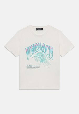 Versace LA MEDUSA VARSITY PRINT UNISEX - Camiseta estampada - white/multicolor